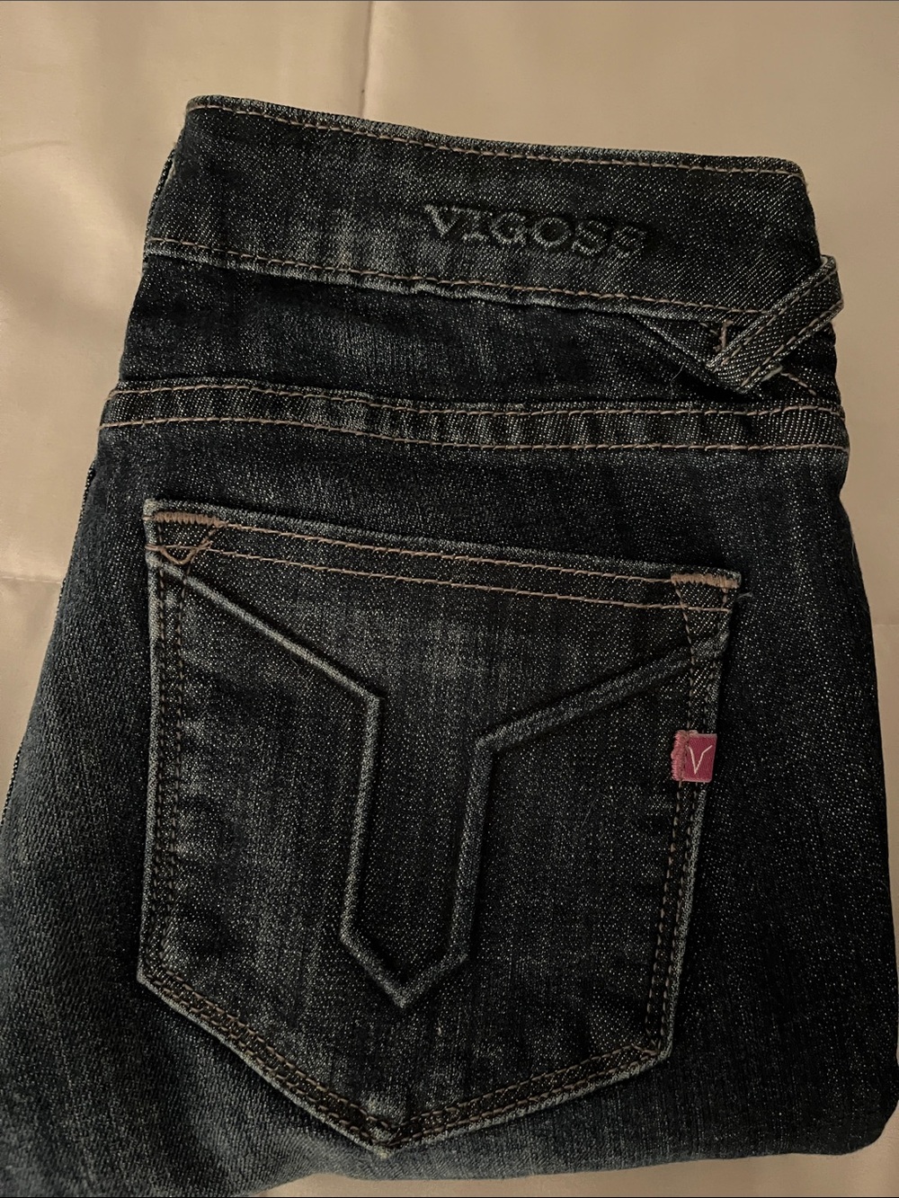 Vigoss Women's Dark Indigo Skinny Jeans with Embossed Waistband